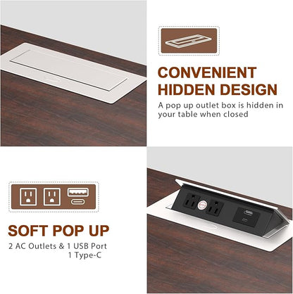 HIFYOBRO Large End Table Set of 2, 2 Drawers and Charging Station, Type-C & USB Port & Power outlets, Wooden End Table, Side Table with Storage for Living Room and Bedroom (Espresso)