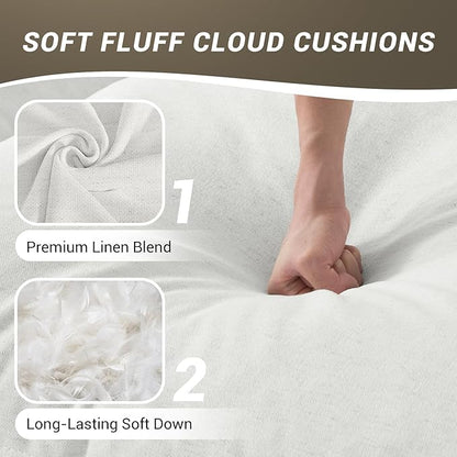 Oversized Cloud Modular Sectional Sofa, Comfy Down Filled Cloud Couch with Removable Cover, Deep Seat Armchair, Single Sofa Chair, Sectional Couches for Living Room, Cream White