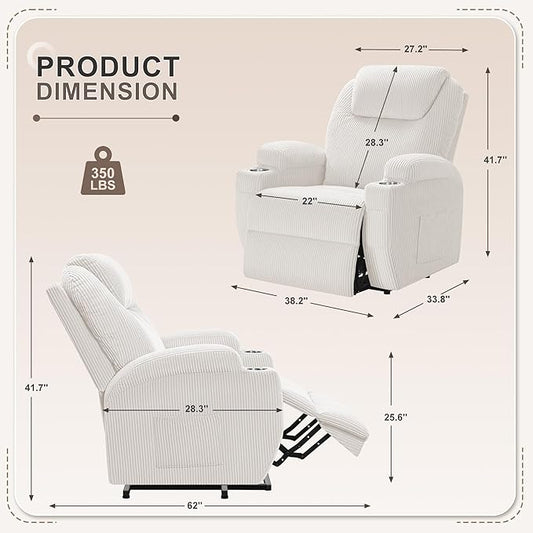 Flamaker Power Lift Recliner Chair Electric Lift Recliner for Elderly Power Lift Recliner Chair with Cup Holders Side Pockets for Living Room (Corduroy, Beige)