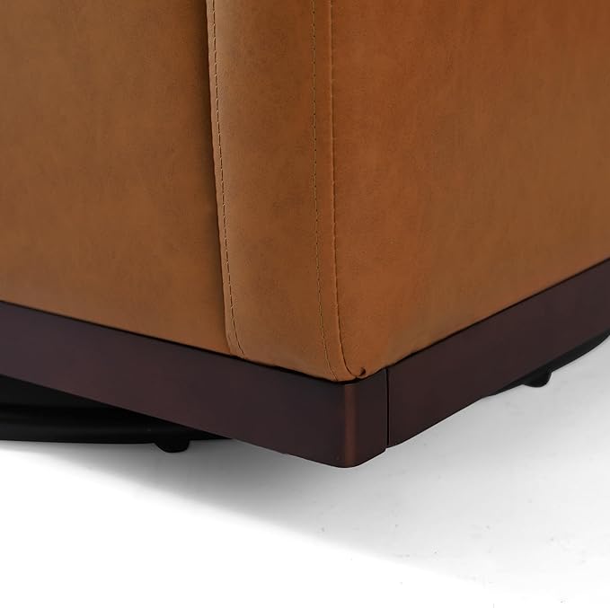 UIXE Faux Leather Swivel Accent Chair, Upholstered Armchair Comfy Club Chair for Living Room, Mid Century Modern Arm Chair Single Sofa Nook Bedroom Side Reading Seat - Light Brown
