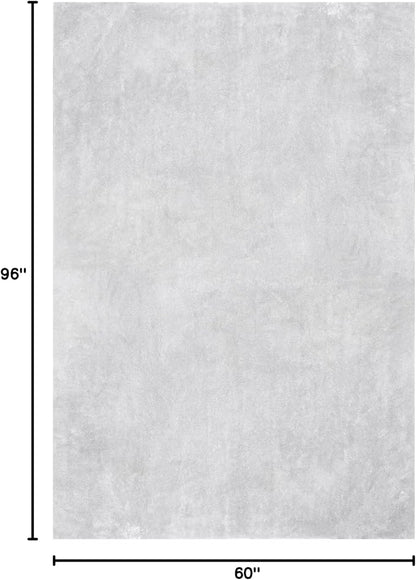 nuLOOM 5' x 8' Cozy Plush Area Rug, Machine Washable, Non-Slip, Soft Fluffy Shag Carpet for Living Room Bedroom Kids Room Nursery Home Decor, Loni Light Grey
