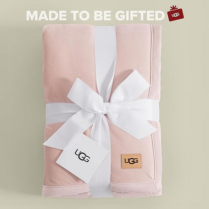 UGG Bliss Throw Blanket Plush Soft Fleece Fluffy Blankets for Bed or Couch Oversized Warm Reversible Machine Washable Medium Weight Home Decor Giftable Throw, 50-inch x 70-inch, Quartz Pink