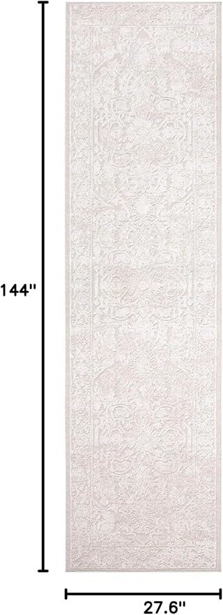 SAFAVIEH Reflection Collection Runner Rug - 2'3" x 12', Cream & Ivory, Non-Shedding & Easy Cleaning, Ideal for Living Room, Bedroom (RFT665D)