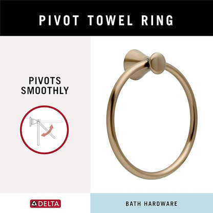 Delta Lahara (1-Pack) Hand Towel Holder Champagne Bronze Towel Racks for Bathroom Wall Round Towel Ring Holder for Bath Towel Hanger for Kitchen, Bathroom Accessories 73846-CZ