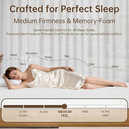 TFD Twin Memory Foam Mattress New Version Cool Gel Infused Medium Firm Zoned Pressure Relief for Cooling Sleep Fiberglass Free CertiPUR-US Certified Washable Removable Cover 6 Inch(White)