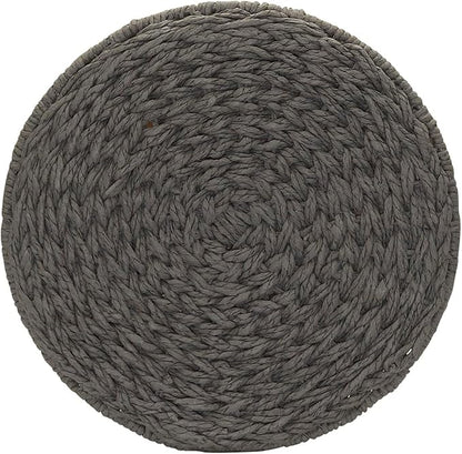 Household Essentials Handwoven Paper Rope Barrel Wicker Storage Basket Side Table, Gray