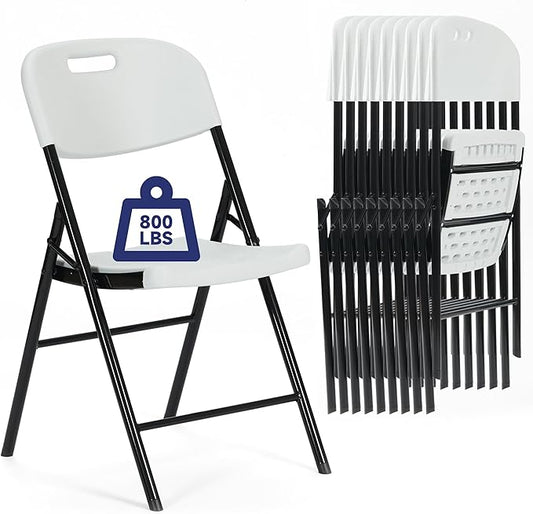 40 Pack Thicker 800 LBS White Folding Chairs, Commercial Grade Folding Chair, Foldable Chairs for Events