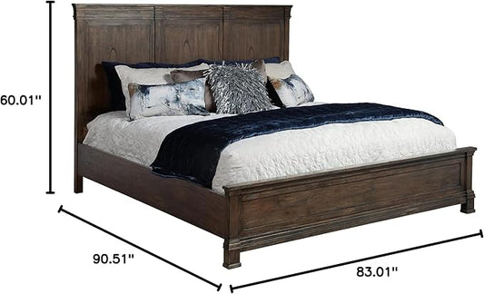 Hekman Furniture Cal King Bed Linwood Finish, Mindi Solids & Veneers Sturdy Material Wide Space Bedroom Furniture, Dentil Molding Headboard with 3 Overlay Panels Best Bed Frame for Farmhouse