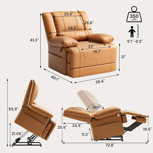 Large Dual Motor Power Lift Recliner Chair with Massage and Heat for Elderly People, Infinite Position,USB Ports and Remote Control,Breathable Leather (Yellow)