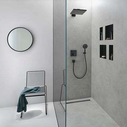hansgrohe XtraStoris Minimalistic Recessed Wall Niche with Open Frame 12"x 6"x 4" in Matte Black, 56070670