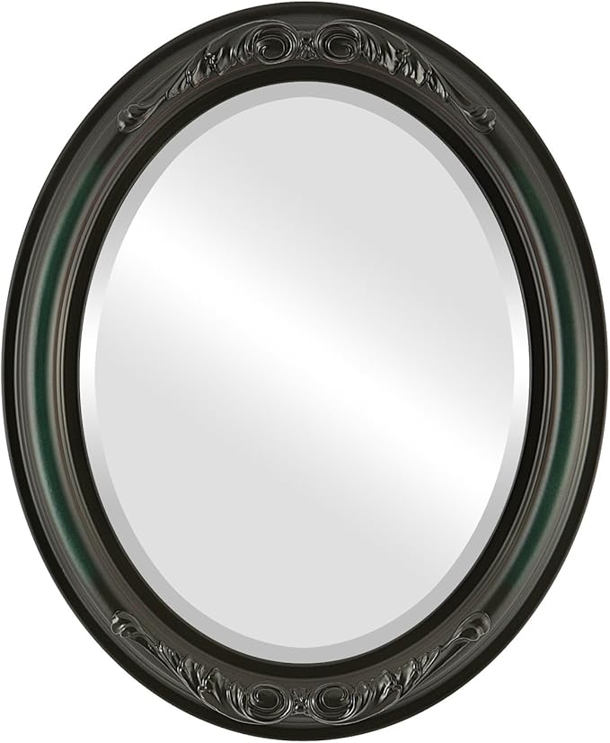 OVALCREST Oval Beveled Wall Mirror for Home Decor - Florence Style - Hunter Green - 24" x 20"