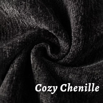 Black Decorative Throw Pillow Covers 24x24 Inch Set of 2 Cozy Soild Chenille Cushion Cases Soft Textured Square Couch Pillows Cover Boho Accent Farmhouse Pillowcases for Sofa Bed