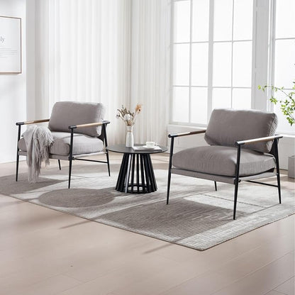 LukeAlon Mid-Century Chenille Accent Chair, Ultra Soft Living Room Chair with Metal Legs Modern Armchair Lounge Chair Upholstered Comfy Leisure Chair for Bedroom Reception Area Reading Room, Grey