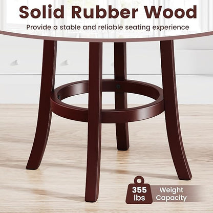 COSTWAY Barstools Set of 4, Faux Leather Upholstered Bar Stools with High Backs and Footrests, Armless Kitchen Island Dining Chairs with Solid Wood Legs, Cappuccino (4, 26'' Seat Height)