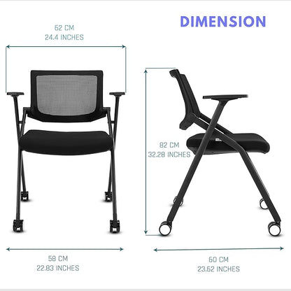 30 Pack Stackable Conference Room Chairs with Wheels and Paddle, Ergonomic Mesh Back and Arms for Meeting, Conference, Reception, Training Room & Home Office Desk Folding Chairs