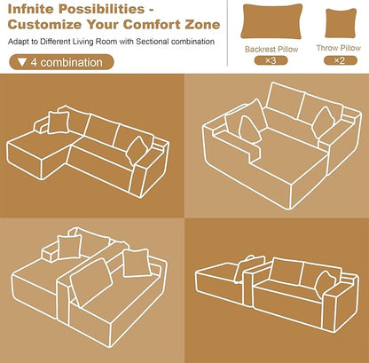 108" Sectional Couches for Living Room Modern Modular Sofa with L-Shape Couchs Upholstered Boneless Couch Deep Seat Sectional Couch with Chaise (Green, Left Facing Chaise+2Seaters)