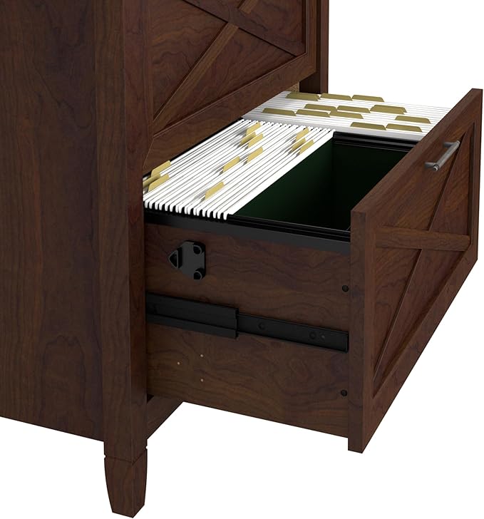 Bush Furniture Key West 2 Drawer Lateral File Cabinet in Bing Cherry, Document Storage for Home Office, Accent Chest with Drawers