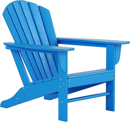 Costaelm Outdoor Adirondack Chair, HDPE Patio Chair, Weather Resistant Lawn Firepit Outside Chairs for Porch, Poolside, Garden, Backyard Deck, Pacific Blue