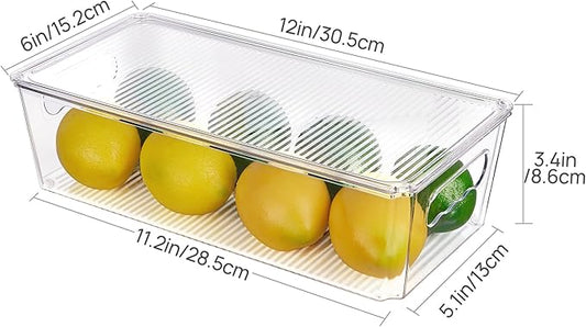 Vtopmart 8pcs Clear Organizers and Storage Bins with Lids, Stackable Plastic Storage Containers with Handles for Fridge, Freezer, Pantry, Cabinet, Kitchen Organization