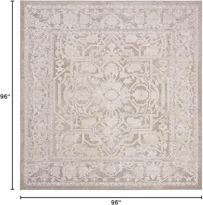 SAFAVIEH Area Rug 8' Square - Reflection Collection - Large - Beige & Cream, Non-Shedding & Easy Cleaning, Ideal for Living Room, Bedroom, Dining Space (RFT665A)