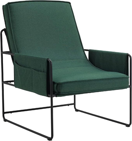 FLEXISPOT Accent Chair for Living Room,Arm Chair for Bedroom,with Wide Large Plus Size Cushion,Metal Frame,Reading Bedroom Chair Armchair for Home/Office/Cafe/Apartment/Waiting Room,Green