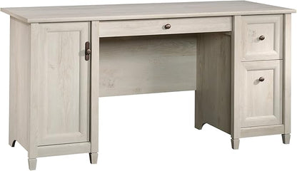 Sauder Edge Water Computer Desk with Storage Drawers, Home Office Desk, in Chalked Chestnut finish