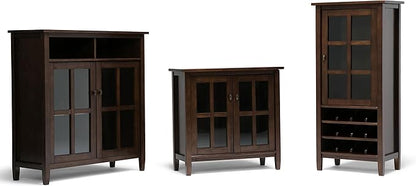 SIMPLIHOME Warm Shaker SOLID WOOD 39 inch Wide Transitional Medium Storage Media Cabinet in Tobacco Brown for the Living Room, Entryway and Family Room