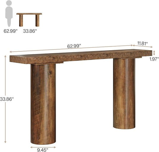 Tribesigns 63" Farmhouse Entryway Console Table, Narrow Long Sofa Table Behind Couch for Living Room, Hallway, Entrance, Foyer