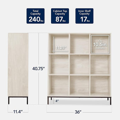 Best Choice Products 9-Cube Bookshelf, 3-Tier Wood Storage Bookcase W/Legs, 11in Shelf Opening, Cube Organizer, Living Room, Office, Nursery - Whitewash