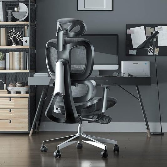 PatioMage Ergonomic Office Chair, Big and Tall Desk Chair with Adjustable Lumbar Support & Seat Depth, High Back Computer Chair, Swivel Mesh Chairs with Wheels for Home Office, Black