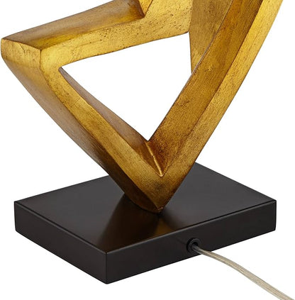 Possini Euro Design Zeus 28 1/2" Tall Modern Glam End Table Lamps Set of 2 Sculptural Gold Leaf Living Room Bedroom Bedside Nightstand House Office Home Reading Kitchen Entryway Console Black Shade