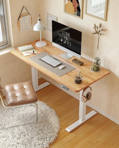 CubiCubi 40 x 24 Inches Electric Standing Desk, Height Adjustable Sit to Stand Desk, Home Office Table with Splice Board, Light Rustic