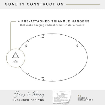 MCS 21x31 Large Wall Mirror, Classic White Oval Mirror, Vertical & Horizontal Wall Hanging Mirror for Bathroom, Bedroom & Livingroom