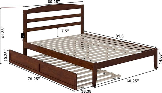 AFI, Warren Queen Platform Bed with Twin XL Trundle, Walnut