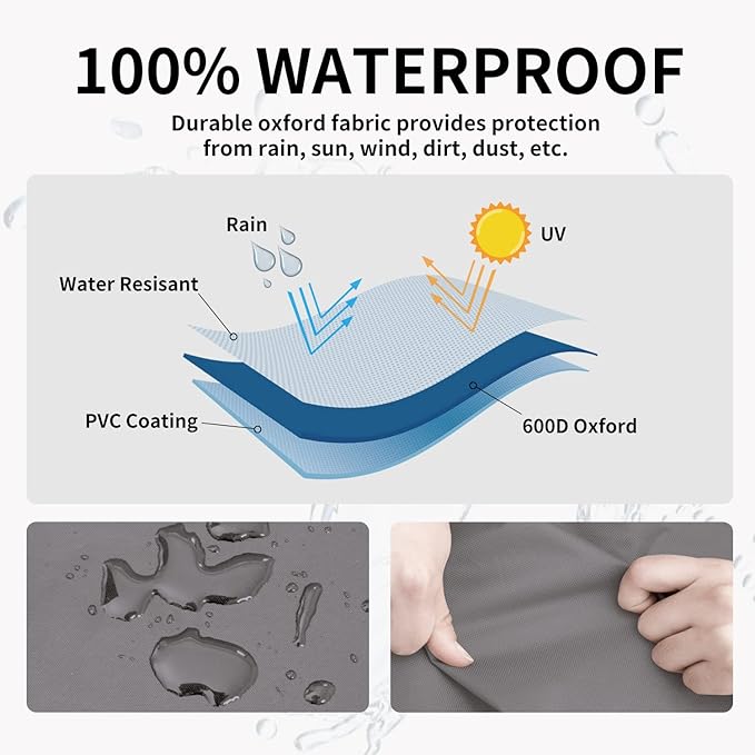 Easy-Going Waterproof Outdoor Couch Cover, Heavy Patio Furniture Sofa Cover Windproof Durable (104Wx40Dx33H inch,Gray/Dark Gray)