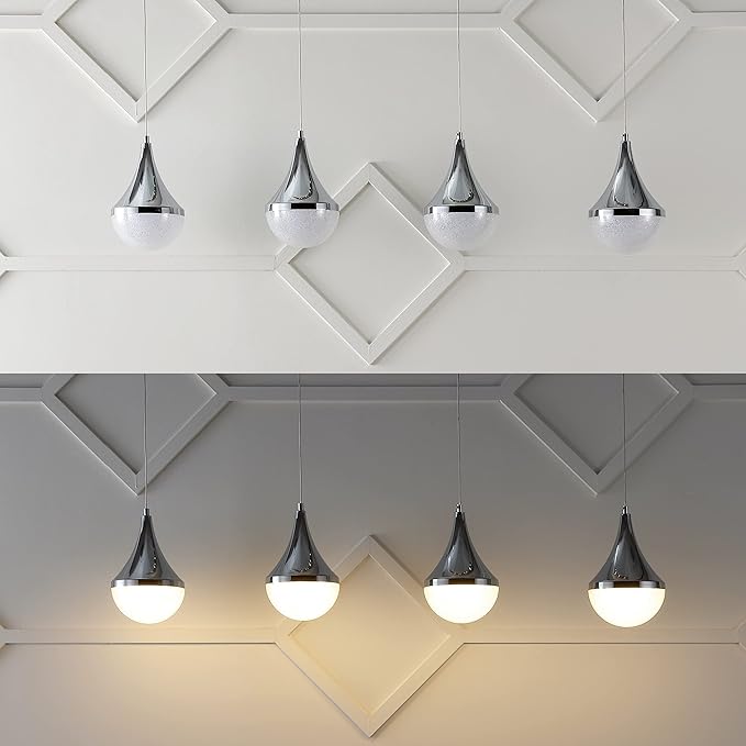 JONATHAN Y JYL7122A Elena Teardrop 47" 4-Light Modern Mid-Century Iron/Acrylic Integrated Linear LED Pendant French Country,Vintage,Bohemian, Chrome/White