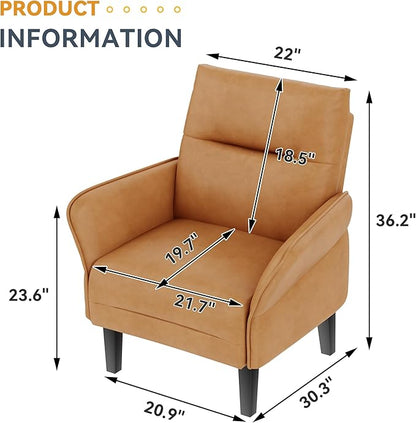 HAOBO Home Modern Brown Accent Chair Upholstered PU Leahter Armchair Living Room Chairs Office Chair Leisure Chairs