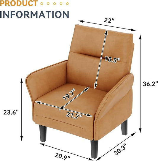 HAOBO Home Modern Brown Accent Chair Upholstered PU Leahter Armchair Living Room Chairs Office Chair Leisure Chairs