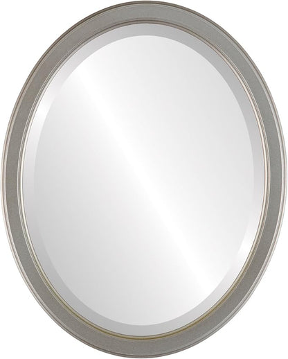 OVALCREST Oval Beveled Wall Mirror for Home Decor - Toronto Style - Silver Shade - 18" x 14"