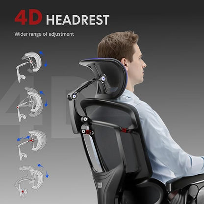 FLEXISPOT ErgoX-PRO Ergonomic Office Chair Black – AeroWeave 5.0 Mesh Seat, 5D Lumbar, 7D Armrests, 4D Headrest, 551LBS Capacity – Office, Gaming, Home