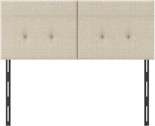 King Headboard Only with Adjustable Metal Legs, Faux Leather Upholstered Headboard King Size, Modern Stylish Headboard with Sunken Dot Design, Sturdy Bed Headboard for Bedroom, Linen