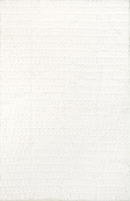 nuLOOM 5' x 8' Cozy Plush Area Rug, Machine Washable, Non-Slip, Soft Fluffy Shag Carpet for Living Room Bedroom Kids Room Nursery Home Decor, Nia White