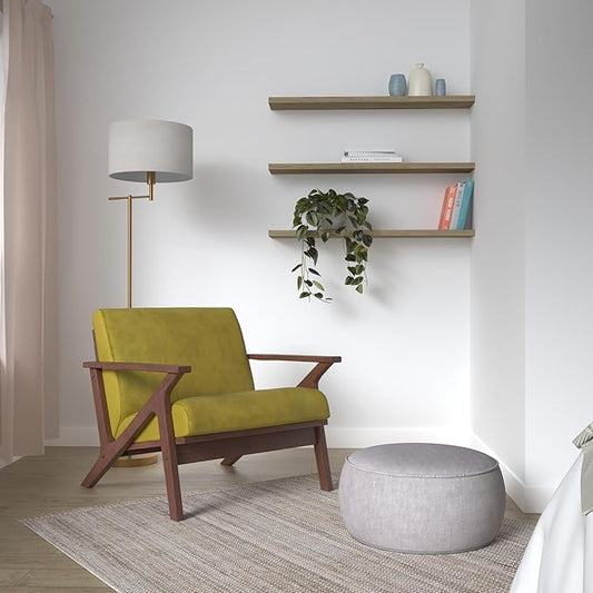 Zola Mid Century Modern Accent Chair Arm Chair, Living Room Furniture, Gold Velvet/Walnut