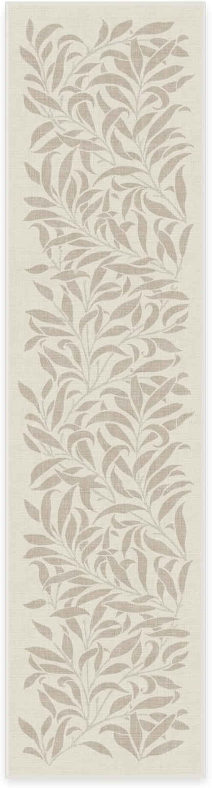 RUGGABLE x Morris & Co Machine Washable Runner Rug – Pure Willow Boughs Natural 2.5x10, Stain-Resistant, Non-Slip – Washable Rug for Hallway, Entryway, Living Room & Kitchen–with Standard Pad