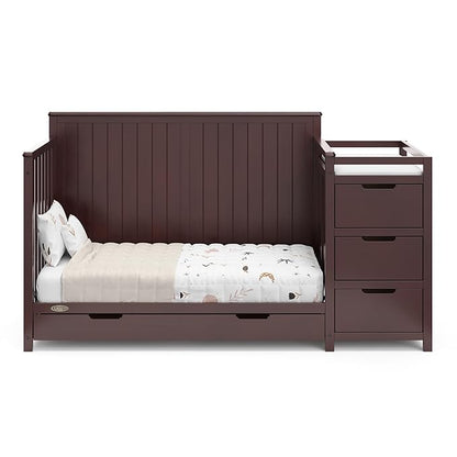 Graco Hadley 5-in-1 Convertible Crib & Changer (Espresso) – GREENGUARD Gold Certified, Fits Standard Crib Mattress, Converts to Toddler Bed and Full Bed, 4 Adjustable Mattress Heights