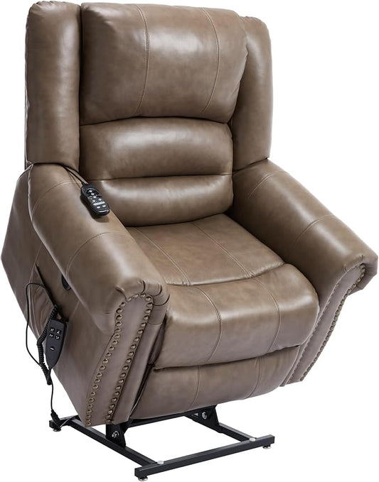 Recliner Chairs for Adults, Oversized Bedroom Chair with Massage, Sofa Chair Home Theater Seating with Lumbar Support, Lift Chair for Elderly, Nursery Chair for Living Room (Genuine Leather)