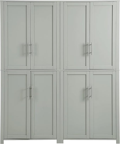 Crosley Furniture Savannah 2-Piece Pantry Storage Cabinet Set with Shelves, Kitchen, Dining, or Laundry Room, Gray