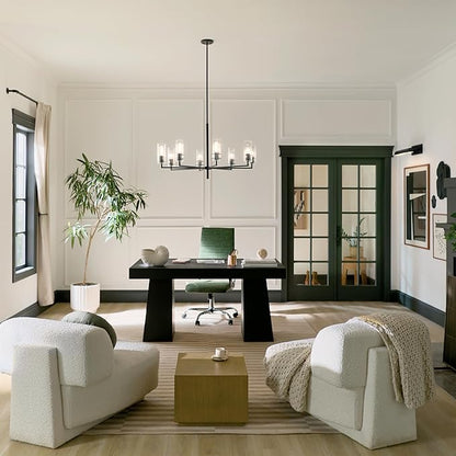 KICHLER Velestino 40.25" 8 Light Chandelier in Black, for Foyer, Dining Room, Living Room, Bedroom, (23.25" x 40.25") 52680BK