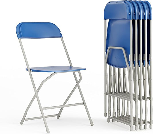Flash Furniture Hercules Series Plastic Folding Chair - Blue - 6 Pack 650LB Weight Capacity Comfortable Event Chair-Lightweight Folding Chair