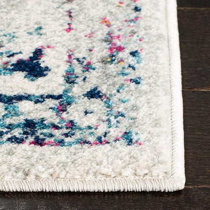 SAFAVIEH Evoke Collection 6'7" x 9' Ivory / Fuchsia EVK256Q Oriental Distressed Non-Shedding Living Room Bedroom Dining Home Office Area Rug